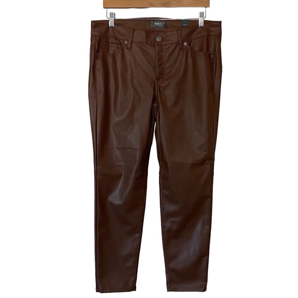 Torrid Perfect Skinny Faux Leather High-Rise Pants Root Beer Brown Size 12R